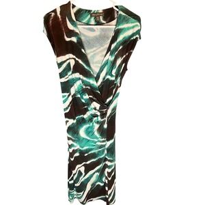 Tommy Bahama Women S P Wrap Dress Turquoise Brown White Abstract Print